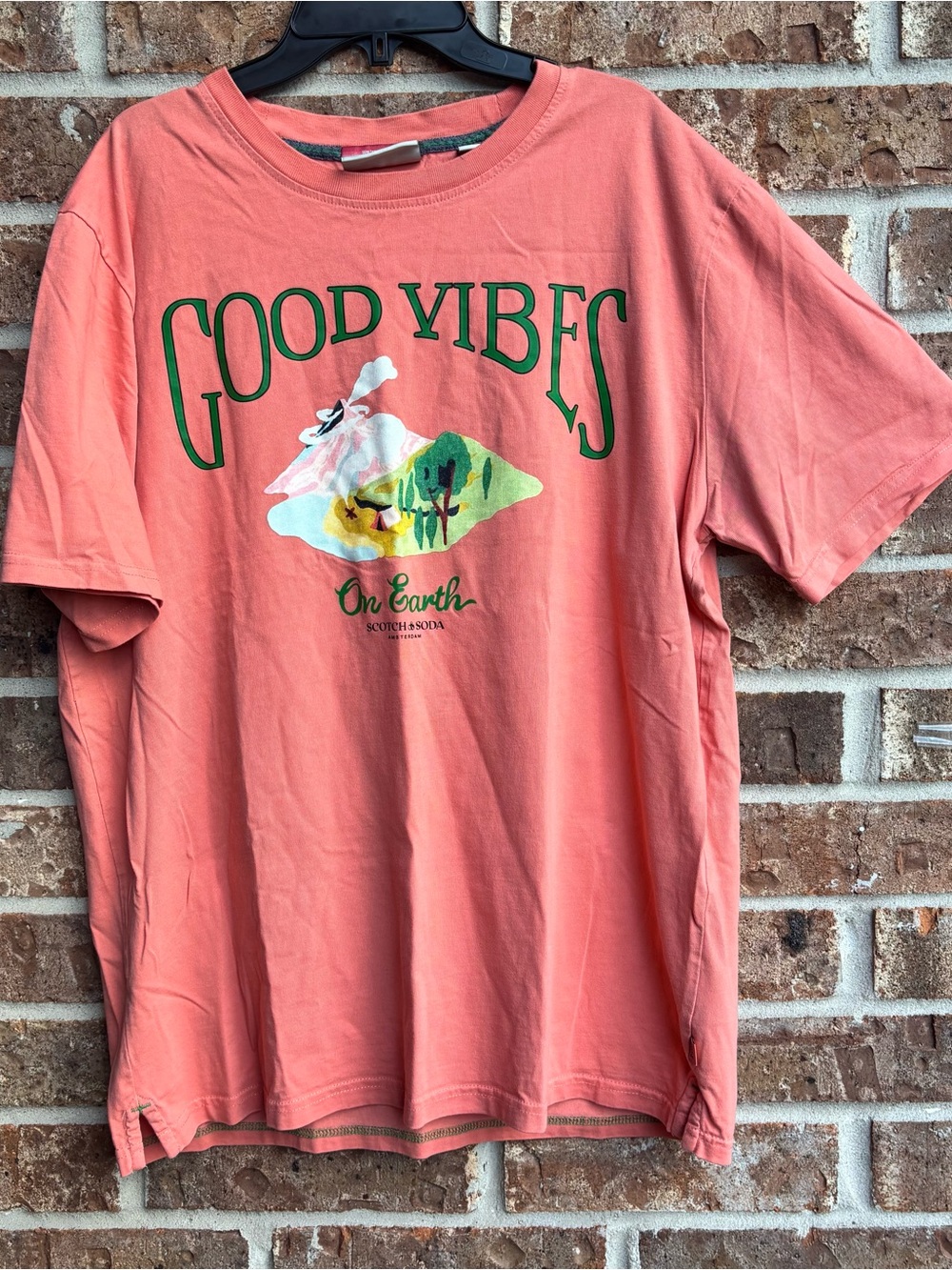 Scotch & Soda Coral Crewneck Tee with Accent Trim